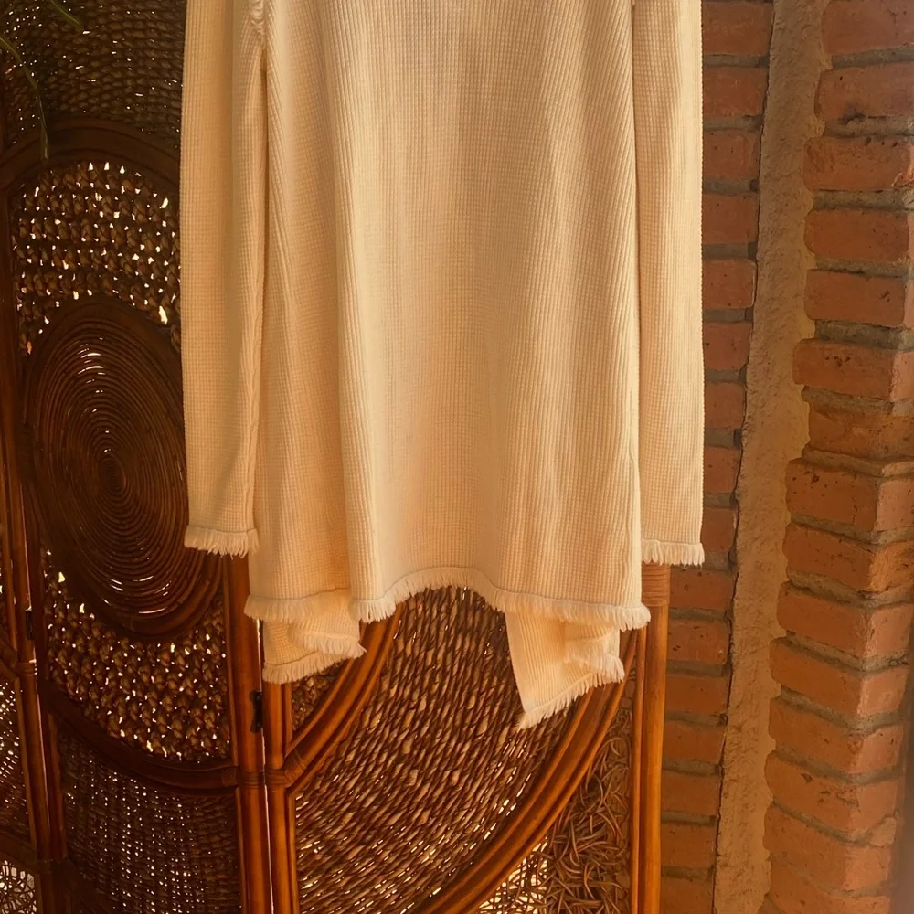NWOT Michael Kors Cream Knit Waffle Fringe Sweater Excellent Condition!